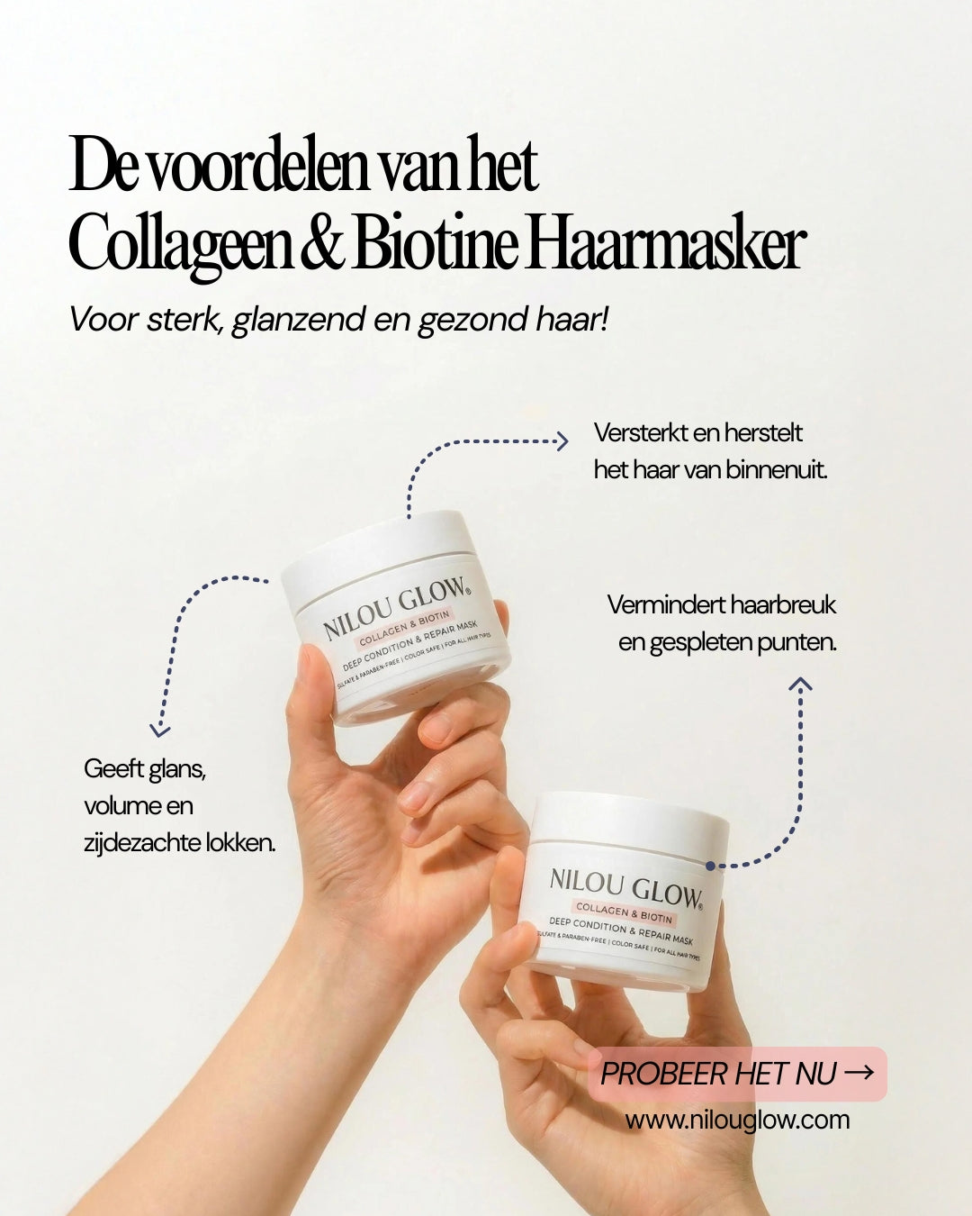 Collageen &amp; Biotine Haarmasker – Voor Sterk, Glanzend en Gezond Haar