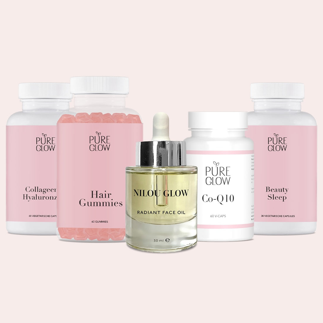 Collageen Hyaluronzuur Haar gummies Beauty Sleep Q10 Radiant Face-oil bundel  | Collagen air gummies 